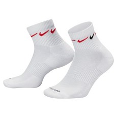 NIKE 耐吉 男女 基本款短襪 U NK EVERYDAY PLUS CUSH ANKLE, 白色 NIKE勾勾, 1雙