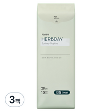 HERBDAY 衛生棉 中型 翼型, 10片, 3個, 大型