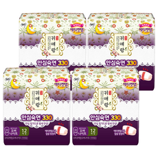 귀애랑 안심숙면 330 생리대 날개형, 오버나이트, 12개입, 4개