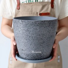 MORIANN Edgestone 塑膠圓形花盆 + 托盤組 2321, 藍色, 1套