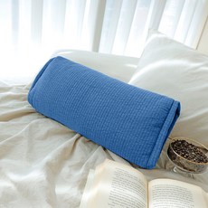 Begozani純棉線絎縫Chungmu方形蕎麥枕頭, 水洗海軍藍, 1入