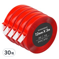 DADA 超強力矽膠壓克力泡棉雙面膠帶 12mm x 3m, 透明, 30個