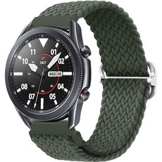 SPACE SHIELD Galaxy Watch 錶扣式編織單圈錶帶 22mm, 深綠色