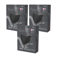 아이바나리 에어 황사방역용 마스크 대형 KF94, 10개입, 3개, 퓨어블랙