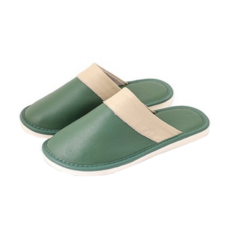 真皮頭層牛皮全皮軟底室內拖鞋 LS09, 綠色, 1雙