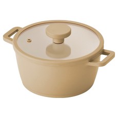 KINDAIRO 金太郎 LE20拿鐵陶瓷化兩手鍋, 米色, 1個, 20cm