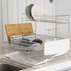 Lucid 兩用不鏽鋼雙層碗盤瀝水架, 混色