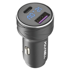 POLYWELL 寶利威爾 USB + Type-C 雙孔車用充電器 PW15-T03-A004, C16-A16, 黑色