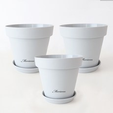 MORIANN 藝術花盆 3p + 盆托 3p 套組, 淺灰色, 1個