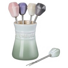 LE CREUSET 餐具組 貝殼粉 + 淡粉紫 + 湖水綠 + 蛋白霜 + 燧石灰, 1套, 餐叉 5支