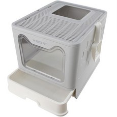 SUPER PET 貓頭折疊封閉式貓砂盆, 灰色