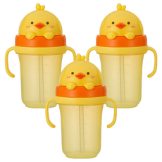 에디슨 유아용 프렌즈 흘림방지 입체 빨대컵2, 300ml, 3개, 오리더기