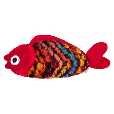 黃金貓 毛線魚仔系列-紅色, 羊毛纖維, PP棉, 貓草, 12*5cm 8.5g, 全齡貓適用, 1個