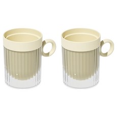 Hanbomnuri 情侶牙刷杯組 透明浴室漱口杯, 白色, 2個
