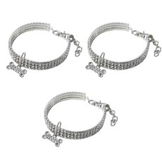 해밀 소형 반려동물 깜찍한 크리스탈 목걸이 액세서리 3p, 화이트, 3개