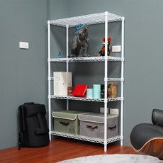 鋼鐵力士 四層架 鐵材質 PP材質, 白色, 36 x 91 x 150cm, 4層