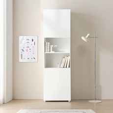 필웰 횸 책장 겸 도어형 수납장 600 방문설치, 화이트, 6단