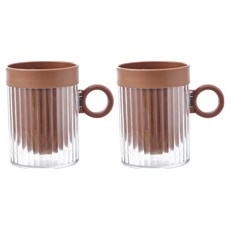 한봄누리 커플 칫솔컵 세트 투명 욕실 양치컵, 브라운, 2개