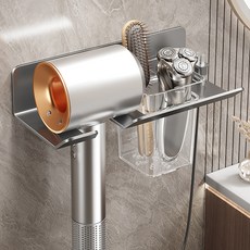 한봄누리 벽걸이형 헤어드라이어기 다용도 보관 선반, 그레이, 2개