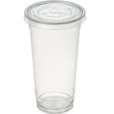 커피촌 투명 PET 아이스컵+평뚜껑, 590ml, 100개, 1개