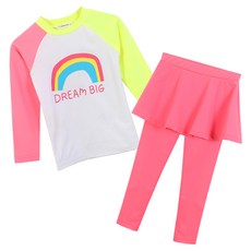 ROROCHAT 女童防曬泳衣水上裙式緊身褲套裝