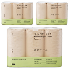 Saengong 生活工作所 竹製廚房紙巾 捲筒式, 6捲, 3個