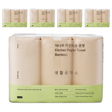 Saengong 生活工作所 竹製廚房紙巾 捲筒式, 6捲, 5個