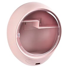 逛逛市集 圓型免打孔防塵壁掛式化妝置物收納盒 上下分格 大容量 磁吸密閉合門, 粉色, 1個