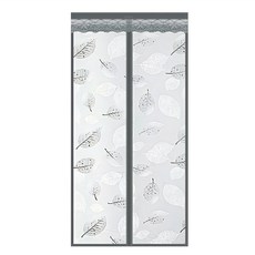 EVA防冷氣外洩防蚊魔術貼門簾, 90 x 210cm, 灰色樹葉