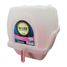 DR.LEE 上掀式抗菌貓砂盆, 單層, 附貓砂鏟, 落砂踏墊設計, 48 x 38 x 44cm, 粉色, 1個