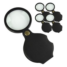A Team 便攜式口袋放大鏡 5入 + 6cm 皮革保護套組, 1套, 混合顏色