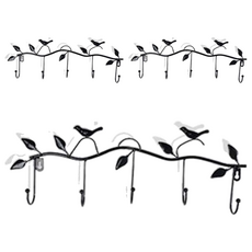 5鉤式室內裝飾壁掛衣架, 黑色, 3個