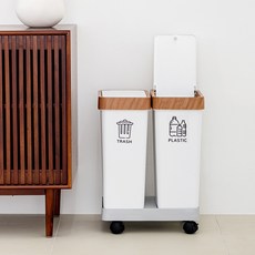 Parisien Woody 雙層分類回收桶, 白色