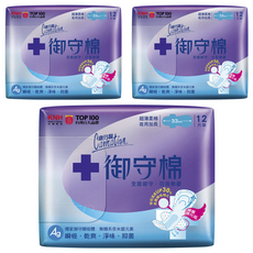 康乃馨 御守棉 超薄衛生棉 護翼型, 夜用加長型(33cm), 12片, 3包