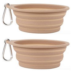 DING DONG PET 寵物楓葉可折疊矽膠碗 1口 600ml, 米色, 2個