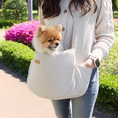 Gaekwacheonsun 狗狗Iteu單肩背袋, 奶油米色