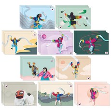 마음담아 감성 일러스트 한국 전통 탈 엽서 30p, 혼합색상, 1세트