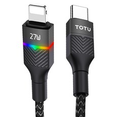 TOTU 拓途 PD/Lightning/Type-C/iPhone 充電傳輸快充線, 1.5m, 黑色, 1條