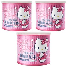 Sanrio 三麗鷗 Hello Kitty 螺旋 + 圓頭紙軸棉花棒, 300個裝, 3個