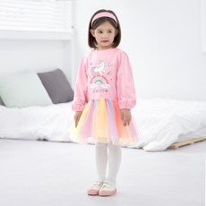 WALTONKIDS 女童彩虹獨角獸網紗連身裙