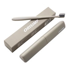 DM Corporation I LOVE HOME 簡約素色牙刷 + 牙刷盒 灰棕色, 1套