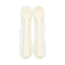Simba 小獅王辛巴 美味兒童叉匙組, 叉子+湯匙, 清新香草 米白色, 1組