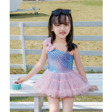 Yiyoumong女童款Ruhui荷葉邊人魚連身泳衣套裝