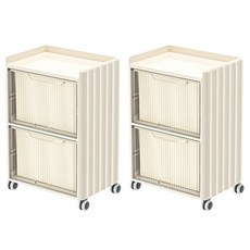 FAmILyLIFE 生活 免安裝大抽屜上掀磁吸門收納櫃 附輪 A-359 5kg 2個, 米白色, 2層