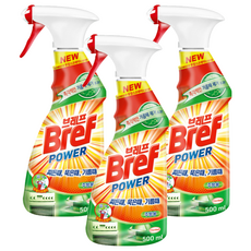 Bref 妙力 廚房清潔噴霧 雙效噴頭 深度清潔 溫和配方, 500ml, 3瓶