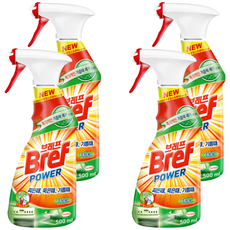 Bref 妙力 廚房清潔噴霧 雙效噴頭 深度清潔 溫和配方, 500ml, 4瓶