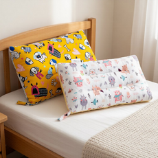 100%純棉可水洗兒童枕頭2件組, 幸運狗狗 + 好朋友
