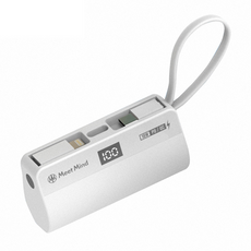 Meet Mind PD/QC 直插式行動電源，數位電量顯示，Type-C+蘋果兩用，支持最新i15，隱藏手機支架, PB5000, 白色