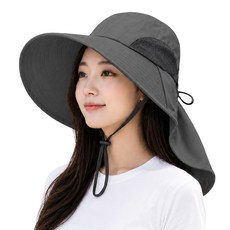 대한 uv 자외선차단 등산 골프 산책 낚시 햇빛가리개 플랩 챙모자, 다크그레이, 1개