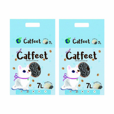 Catfeet 天然環保豆腐砂 7L 除臭 圓形長條設計 快凝結可沖馬桶, 活性碳, 2包
